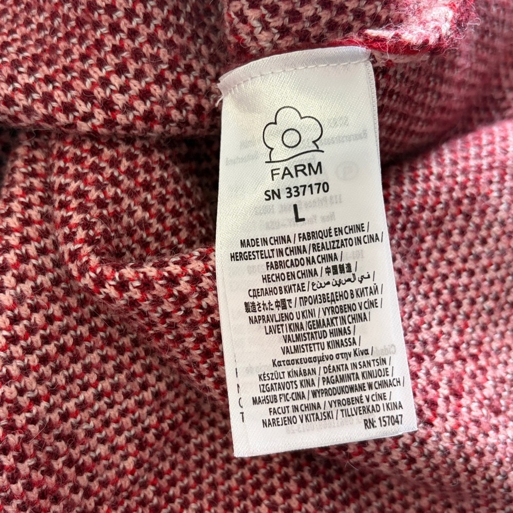Anthropologie Farm Rio Flower Knit Mini Dress Pink Red Sz L NEW - Picture 9 of 13